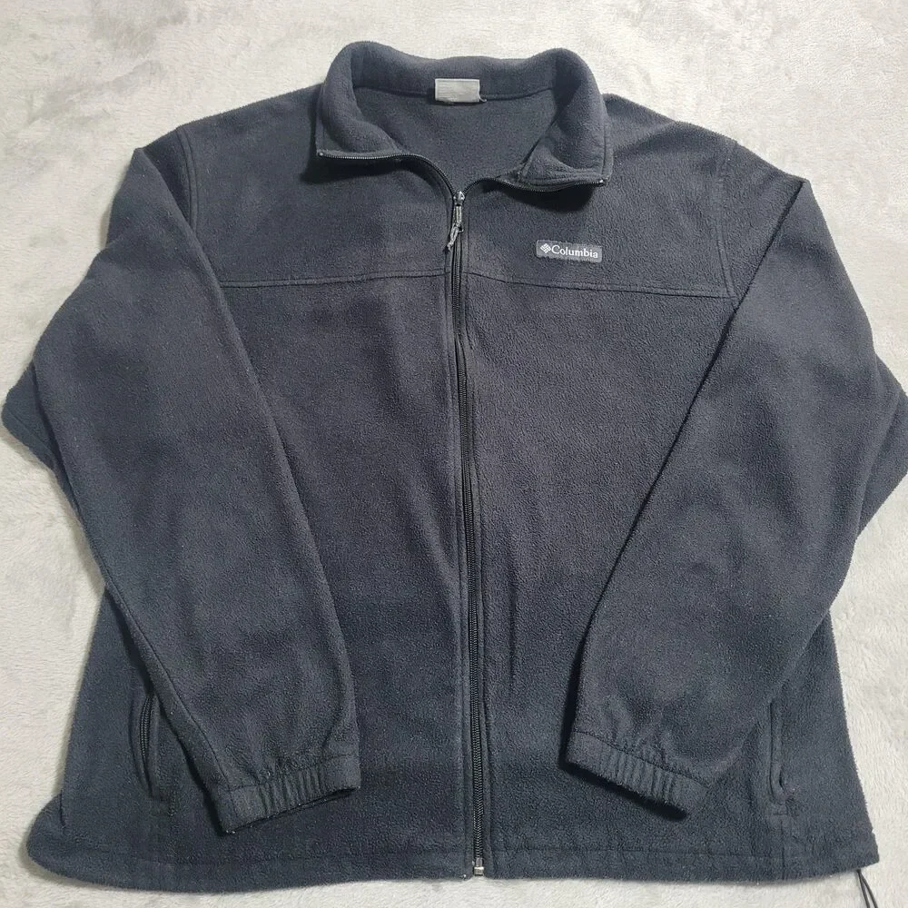 Columbia Jacket Mens XL Black Fleece Full Zip Stand Collar Hiking WM3220